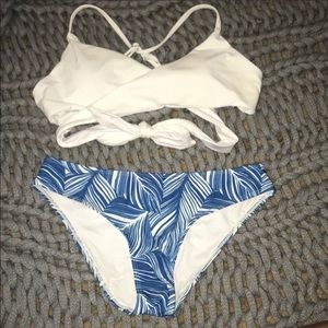 BIKINI white top with Blue bottoms